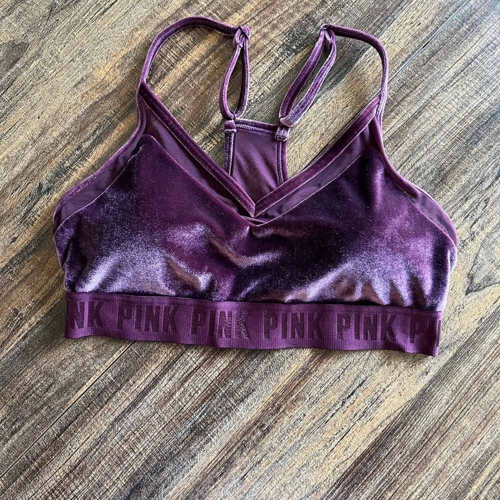PINK Victoria's Secret Velvet Bralette in Rich Burgundy